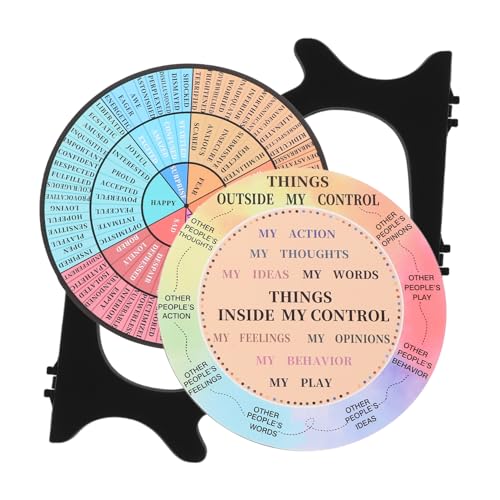TOPBATHY 2 Stück Emotion Wheel Dekoration mit Sockel Buntes Gefühlsschema für Büro und Zuhause Stilvolles Emotionsdiagramm Desktop Ornament Sichere und Kreative Psychische Gesundheitsdeko von TOPBATHY