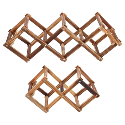 TOPBATHY 2 Stück Faltbares Weinregal aus Holz Weinflaschenlagerung und Display für Küche Bar Wohnzimmer Platzsparend Stabiles Weinflaschenregal Geeignet für Zuhause und Gastronomie von TOPBATHY