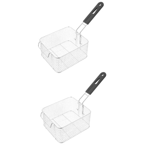 TOPBATHY 2 Stück Frittierkorb mit Griff Robustes Fein Gelochtes Kochsieb für Pommes Snacks Gemüse Fleisch Vielseitiger Frittier und Abtropfkorb für Küche und Fritteuse von TOPBATHY