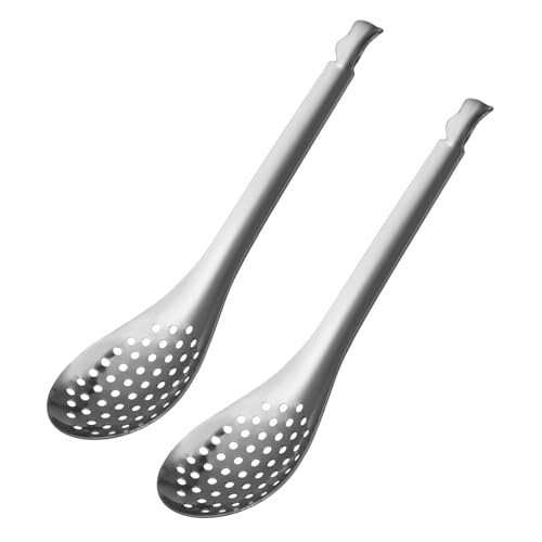 TOPBATHY Set Mit 2 Kleinen Schlitzlöffeln Aus Edelstahl Zum Kochen Haushaltssieb Schaufel Hochglanzpoliert von TOPBATHY