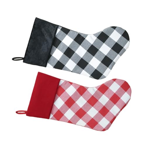 TOPBATHY 2 Stück Weihnachtsstrümpfe aus Vliesstoff Robuste Hängende Xmas Socke mit Großzügigem Stauraum Karierte Geschenkbeutel für Baum Kamin Tür Festliche Weihnachtsdeko und TOPBATHY 2 Stück Weihnachtsstrümpfe aus Vliesstoff Robuste Hängende Xmas Socke mit Großzügigem Stauraum Karierte Geschenkbeutel für Baum Kamin Tür Festliche Weihnachtsdeko und von TOPBATHY