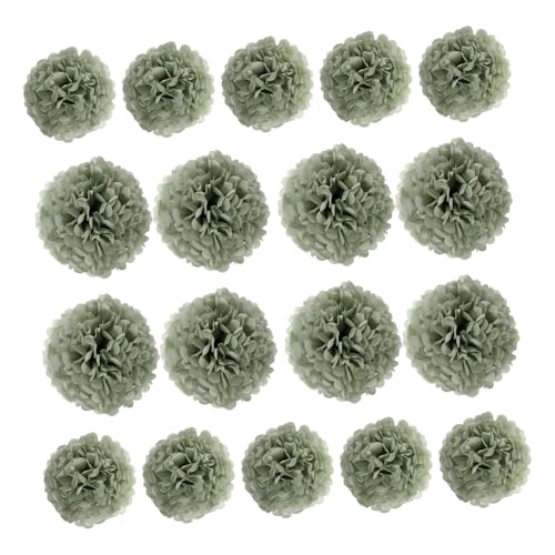TOPBATHY 24 Stück Papierbällchen Papierpom Pom 30 cm Pompon Aus Stoff Geburtstagsfeierdekorationen Pompompapierblume Blumenkugeln Aus Papier Papierpom -pom 25 cm 17g Hellgrün von TOPBATHY
