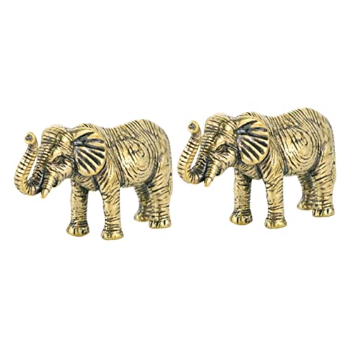 TOPBATHY 2st Elefantenornament Aus Messing Retro-tierstatue Elefanten-sammelgeschenk Glücks-Elefanten-Statue Elefantendekorationen Stier-Statue Glückliche Elefantenstatue Golden von TOPBATHY