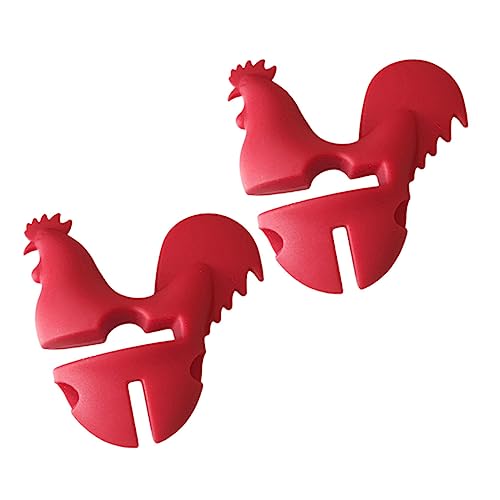 TOPBATHY 2stücke Silikon Hähnchen Deckelheber Anti-überlauf Dampfauslass Für Töpfe Und Pfannen Hitzebeständige Küchenhelfer Cartoon Topfdeckelheber Für Kochen Rot von TOPBATHY
