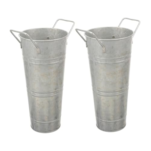 TOPBATHY 2stücke Vintage-blumenvase Aus Metall Rustikaler Blumeneimer Im Landhausstil Metallvasen Für Tischdekoration Blumenvase Mit Griff Für Hochzeiten Und Partys Retro-blumentopf Für von TOPBATHY
