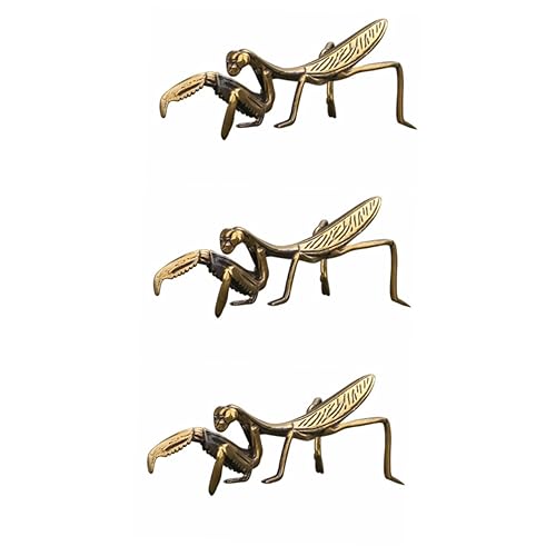 TOPBATHY 3 Stck Messing Mantis Statue Retro Design Kreative Tischdekoration für Zuhause Büro Auto Skulptur Handgefertigtes Sammlerstück Desktop Ornament von TOPBATHY