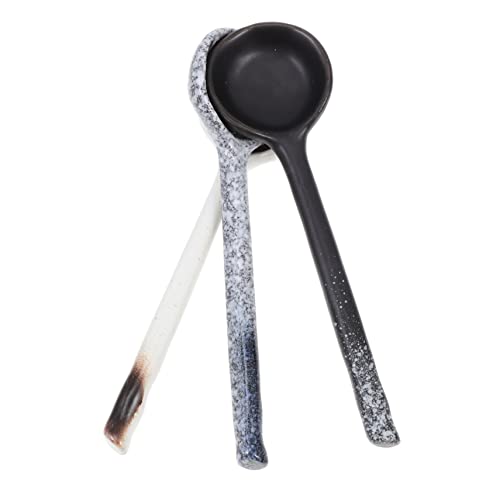TOPBATHY 3 Stück Keramiklöffel Rund Müslilöffel Servieren Wärmen Servieren Reis Mikrowellen Mischen Solide Löffel Porzellan Kochen Rühren Küche Bunt Soßenlöffel von TOPBATHY