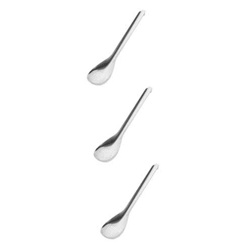 TOPBATHY 3 Stück Sieblöffel Klein Langlebig Spülmaschinenfest für Dinner Hochzeit Party Servierlöffel mit Langem Stiel zum Abtropfen Desserts von TOPBATHY