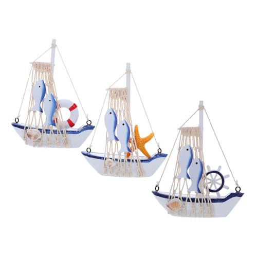 TOPBATHY 3 Stück Teiliges Holz Segelboot Modell mit Nautischem Design Mediterrane Tischdekoration für Wohnzimmer Büro und Freizeit Schiffsfigur mit Steuerruder und Rettungsring TOPBATHY 3 Stück Teiliges Holz Segelboot Modell mit Nautischem Design Mediterrane Tischdekoration für Wohnzimmer Büro und Freizeit Schiffsfigur mit Steuerruder und Rettungsring von TOPBATHY