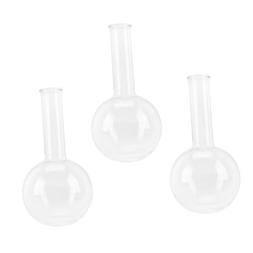 TOPBATHY 3 Stück Teiliges Labor flachboden Glas kolben Transparentes Rundkolben Laborbedarf Chemische Versuche Beobachtung von TOPBATHY