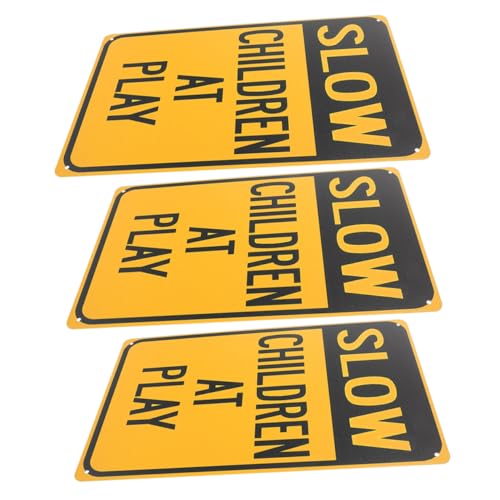 TOPBATHY 3 Stücke Teiliges Warnschild Metall Schild für Langsames Fahren Sicherheitszeichen für Nachbarschaften Straßenverkehrshinweis für Spielbereiche von TOPBATHY