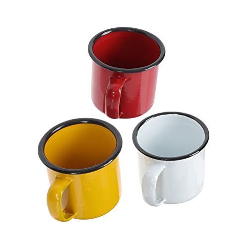 TOPBATHY 3- Teiliger Emaille- Campingbecher Bunte Metallbecher Campingbecher mit Henkel Kleine Tassen Klassischer Look Teetasse Becher Wassertrinkbecher für Den Heimgebrauch/Büro/ von TOPBATHY