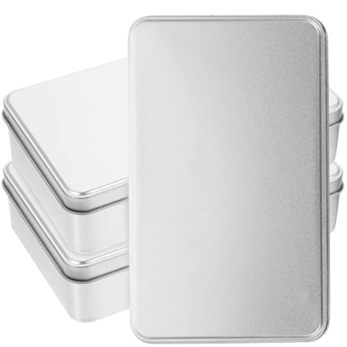 TOPBATHY Blechdose Aufbewahrungsbox Metall Weißblech Satz Rechteckig mit Deckel Kleine Dose für Süßigkeiten Schmuck Teeblätter Silber Vielseitig Einsetzbar Geschenkbox Leerdose von TOPBATHY