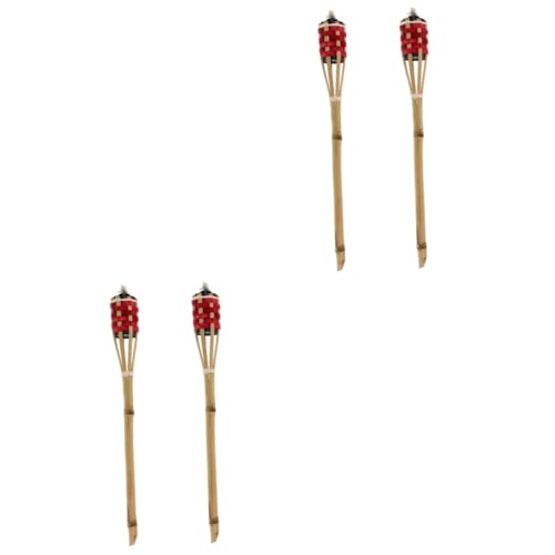 TOPBATHY 4 Stück Bambusfackel Outdoor Gartenfackeln Langlebig Nachfüllbar mit Öl Installieren Kompakte Warmes Licht für Festival Party Stimmungsvolle Dekoration für Außenbereiche von TOPBATHY