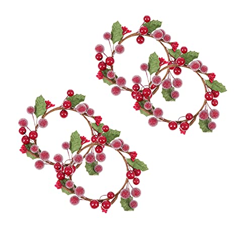 TOPBATHY 4 Stück Beerenkranz Zu Weihnachten Weihnachtlicher Adventskranz Kleine Tannenzapfenkränze Kerzenhalter Ringe Kerzenring Mit Roten Kernbeeren Beerenkerzenkranz Eisen Leuchter von TOPBATHY