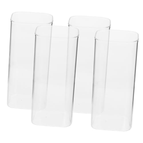 TOPBATHY 4 Stück Glas-set Tassen Becher Milch Trinken Groß Blau Wassergläser Kaffeetasse Hohe Glastasse Küchenglas Hohe Gläser Trinkglas Biergläser Dünne Quadratische Gläser von TOPBATHY