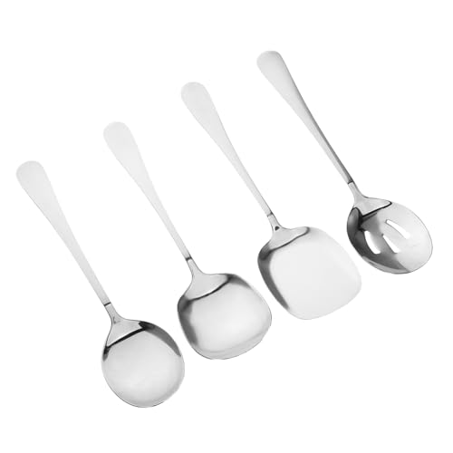 TOPBATHY 4 Stück Robuste Löffel mit Langem Griff für Buffet Catering und Familienfeiern für Suppen Eintöpfe und Portionierung von TOPBATHY