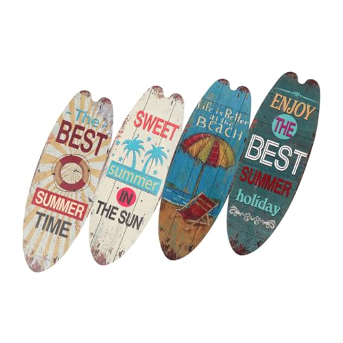TOPBATHY 4 Stück Surfbrett-Holzschild Surfbrett-Willkommensschild Sommer-Surfbrett Tropische Wanddekoration Holzschild Küstenwandtafeln Hawaii-Hängedekoration Schilder TOPBATHY 4 Stück Surfbrett-Holzschild Surfbrett-Willkommensschild Sommer-Surfbrett Tropische Wanddekoration Holzschild Küstenwandtafeln Hawaii-Hängedekoration Schilder von TOPBATHY