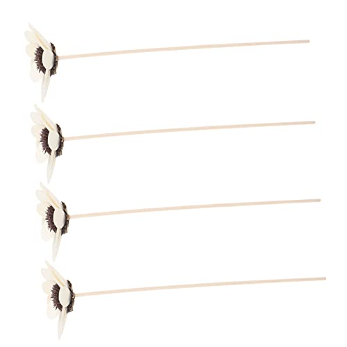 TOPBATHY 4 Stück Teiliges Aromatherapie Diffuser Sticks Set Holz Rattan Duftstäbchen mit Blumen Design Einstellbare Intensität für Ätherische Öle Dekorativ für Küche Schlafzimmer von TOPBATHY