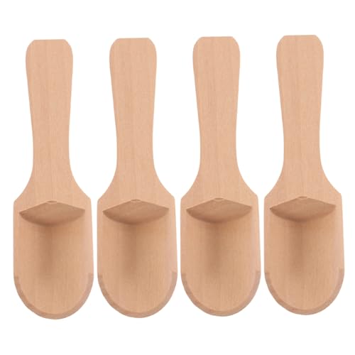 TOPBATHY 4 Stück Teiliges Kleine Holzlöffel aus Natürlichem Material Kompakt Leichter Gewürz und Teelöffel für Salz Milchpulver Tee Kaffee Küchenzubehör für Vielseitige Nutzung von TOPBATHY