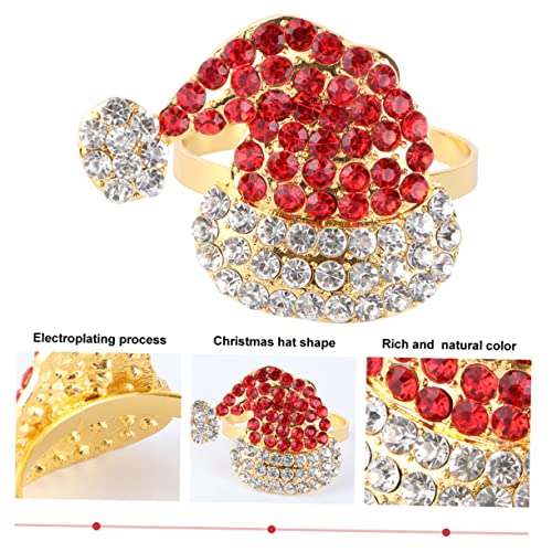 TOPBATHY 4 Stück Teiliges Metall Serviettenringe mit Weihnachtlichem Santa Hut Design Rot mit Funkelnden Diamant Details Langlebig aus Festliche Tischdekoration für Weihnachtsfeiern und von TOPBATHY