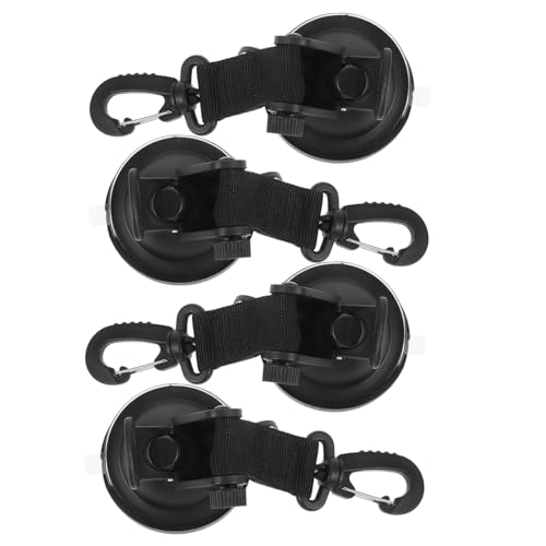 TOPBATHY 4 Stück Teiliges Saugnapf Haken Extra Starke Vakuumanker Vielseitige Aufhängung für Auto Fenster Camping Zelt und Outdoor Wiederverwendbar Tragbar Schwarz mit Seil von TOPBATHY