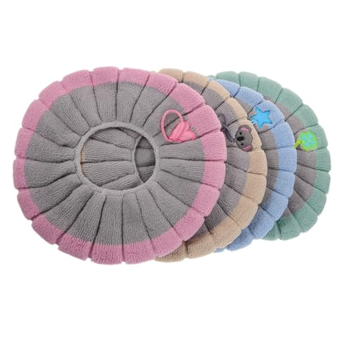 TOPBATHY 4 Stück Teiliges Wc-sitzkissen Toilettensitzauflage Weicher Plüschbezug mit Griff Waschbar Wiederverwendbar Warme Polsterung für Winter Badezimmer von TOPBATHY