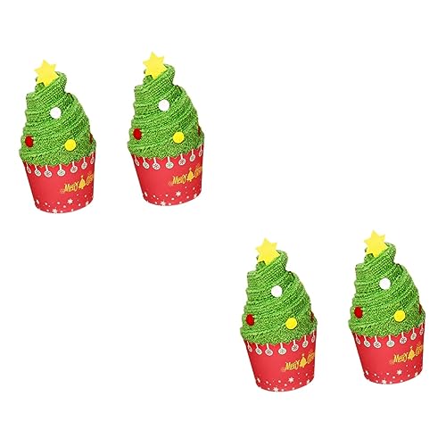 TOPBATHY Weihnachtstücher 4 Stück Waschlappen Dekorativ Kinder Baum Baby Für Handtuch Weihnachten Waschen Urlaub Gemütliches Dekor Gesichtsform Weiche e Waschlappen Geschirr von TOPBATHY