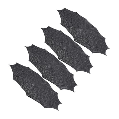 TOPBATHY 4 Stücke Spinnennetz-Tischset Spinnennetzmatte Abendessenmatten Spinnennetz -Party -Dekoration Kleine Taschen Halloween-Esstischdekoration Fake Spider Web PVC Schwarz von TOPBATHY