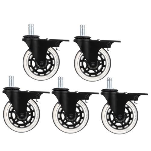 TOPBATHY 5 Stück Möbel Universalrollen PU Transparent Möbelräder mit Drehung Leise Lenkrollen Bremsbar Für Hartböden Teppich Fliesen von TOPBATHY