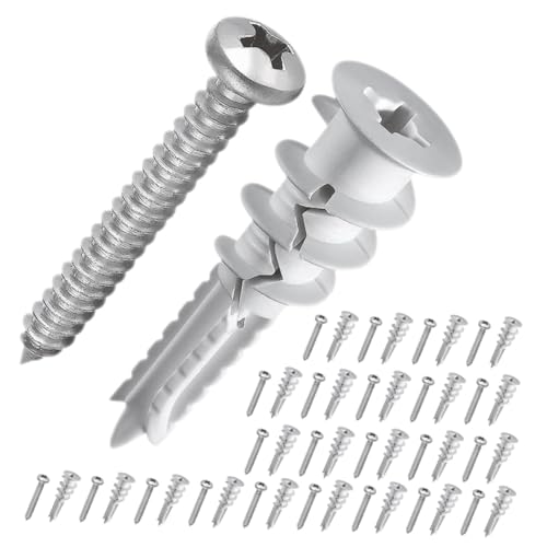 TOPBATHY 50 Sätze Teiliges Trockenbaudübel Selbstbohrenden Schrauben und Nylon expansionsdübeln Schwere Halterung für Tv montage Stabile Befestigung Gipskarton Einfache Montage für von TOPBATHY
