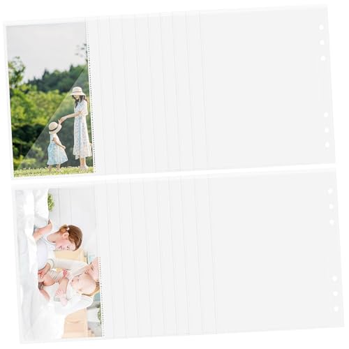 TOPBATHY 50 Stück Transparente Dokumentenschutzhüllen mit Fach Gelochte Klarsichthüllen für Ring Ordner Offene Oberseite Schützende Einstecktaschen für Fotos Karten Papiere von TOPBATHY
