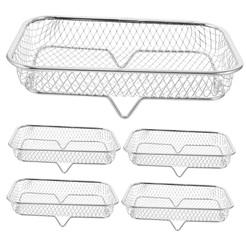 TOPBATHY 5stücke Edelstahl-abkühlgitter Dampfgarer Brottrockner Heißluftfritteusen-tablett Für Backofen Grillzubehör Für Heißluftfritteusen Kochgitter Grillgitter Für von TOPBATHY