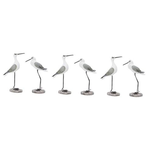 TOPBATHY 6 STK Möwe-Ornament Seevogelfiguren künstlich Küstenvogelfigur Pfau graue Verzierung War wohnzimmerdeko wohnaccessoires bastelset hochzeitsdeko Möwe Desktop-Skulptur aus Holz von TOPBATHY