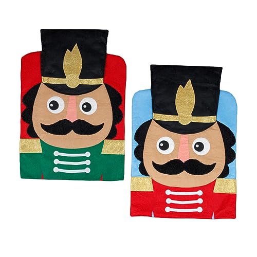 TOPBATHY 6 Stck Weihnachtliche Stuhlhussen Nutcracker Design Set Elastische Stuhlüberzüge Rot und Blau Passende für Restaurant und Zuhause Einfache Handhabung Langlebiges Material von TOPBATHY
