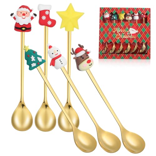 TOPBATHY 6 Stück Kuchenlöffel Backlöffel Weihnachts Kaffeelöffel Rentierlöffel Edelstahllöffel Kaffeemixlöffel Suppenrührlöffel Esslöffel Besteck Teelöffel Geschirr TOPBATHY 6 Stück Kuchenlöffel Backlöffel Weihnachts Kaffeelöffel Rentierlöffel Edelstahllöffel Kaffeemixlöffel Suppenrührlöffel Esslöffel Besteck Teelöffel Geschirr von TOPBATHY