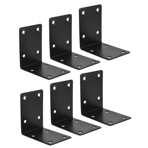 TOPBATHY 6 Stück Teiliges Edelstahl Winkelverbinder Schwarz Schwerlast Metall Eckwinkel für Holzrahmen Pflanzentische Innen Außen Stabile Eckbefestigung von TOPBATHY