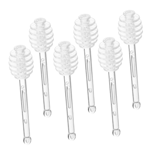 TOPBATHY 6 Stück Teiliges Honiglöffel Transparent Honigstangen Rührstäbe für Honigglas Vielseitige Sirup und Marmeladenrührer Natürlicher Honigwabenstab für Sauberes Wiederverwendbar von TOPBATHY