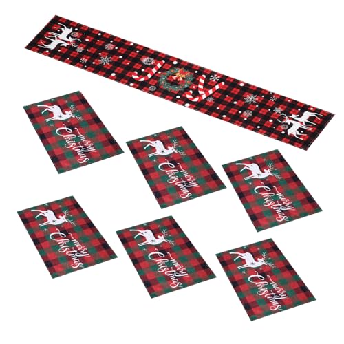 TOPBATHY 7 STK. Teiliges Weihnachts Tischläufer Set mit Hitzebeständigen Rutschfesten Platzsets Dekorative Tischdecke für Festliche Winterfeiern Familie Outdoor Langlebiger Xmas Esstisch TOPBATHY 7 STK. Teiliges Weihnachts Tischläufer Set mit Hitzebeständigen Rutschfesten Platzsets Dekorative Tischdecke für Festliche Winterfeiern Familie Outdoor Langlebiger Xmas Esstisch von TOPBATHY
