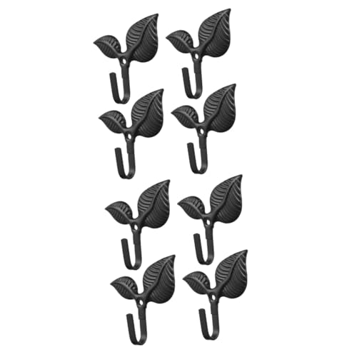 TOPBATHY 8 Stck. Vintage Wandhaken aus im Blattdesign Dekorative Kleiderhaken für Mäntel Hüte und Handtücher Einfache Montage für Schwarz von TOPBATHY