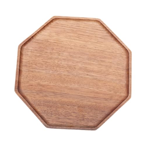 TOPBATHY Achteckiges Teetablett Aus Holz Kleiner Servierteller Für Obst Brot Salat von TOPBATHY