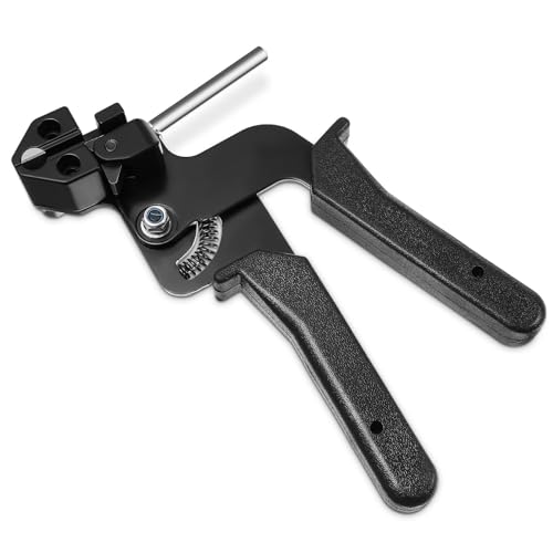 TOPBATHY Edelstahl Kabelbinderzange Metall Werkzeug Robuster Zip Tie Fastener mit Ergonomischem Griff Zeitsparend und Einfach zu Bedienen für Sicheres Spannen und Schneiden von Kabeln von TOPBATHY