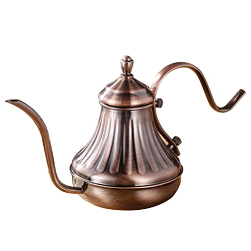 TOPBATHY Kaffeekanne Mit Hals Handgefertigter Teekessel Edelstahl Perfekt Für Getränke von TOPBATHY