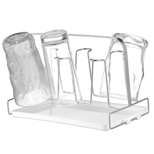 TOPBATHY Getränkehalter tassenaufbewahrung Teetassenhalter aus Metall Halter für Kaffeebecher Kaffeetassenhalter Tasse Abtropfgestell Becherhalter Trinkglashalterständer Plastik Silver von TOPBATHY