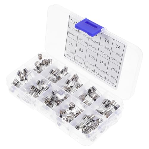 TOPBATHY Glas Sicherung Feinsicherungen Transparent Praktisches Kfz Sicherungskit mit Vielfältigen Stromstärken für Haushaltsgeräte und Autoelektronik von TOPBATHY
