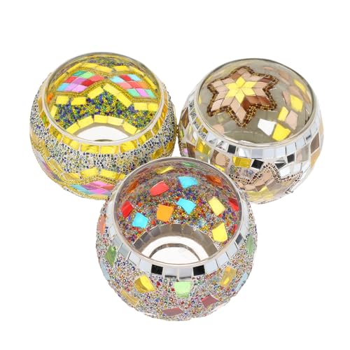 TOPBATHY 6stücke Mosaik Kerzenhalter Aus Glas Romantische Tischdeko Für Candlelight-Dinner Hochzeiten Feste Handgefertigte Dekorative Teelichthalter Für Wohnzimmer Zuhause von TOPBATHY