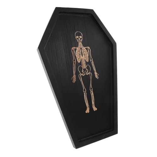TOPBATHY Gotische Sargschale Spooky dekorative Tablett Sargförmiges Serviertablett Sarg-Serviertablett Sargförmiges Wurstbrett Obstschale Sargschalenregal Servierplatte hölzern Schwarz von TOPBATHY