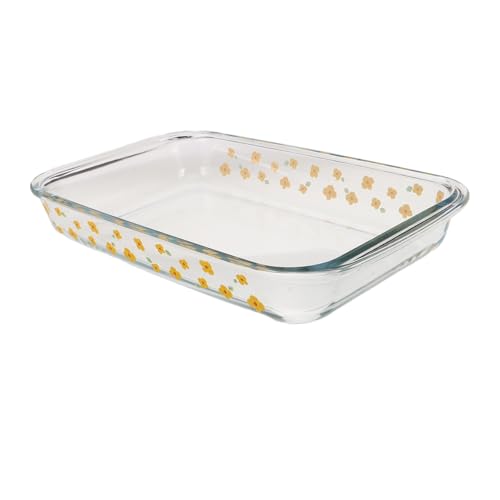 TOPBATHY Hochtemperaturbeständiges Glas Backblech Glasteller Röster Pfanne rechteckiges Glastablett Auflaufform aus Glas Transparent von TOPBATHY