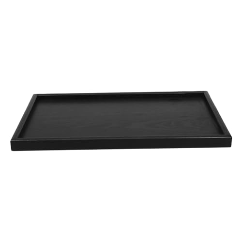 TOPBATHY Hölzerne Rechteckige Teeschale Rechteckige Servierplatte Dekorative Servierschale Dessert -servierplatte Rustikales Couchtischtablett Tee Tablett Serviertablett Holz Schwarz von TOPBATHY