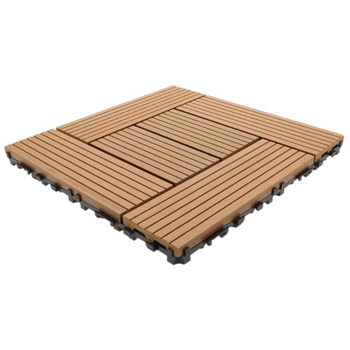 TOPBATHY Holzähnliche Bodenfliesen für Balkon Terrasse und Garten Wetterfest und Pflegeleicht DIY Installation ohne Werkzeuge von TOPBATHY